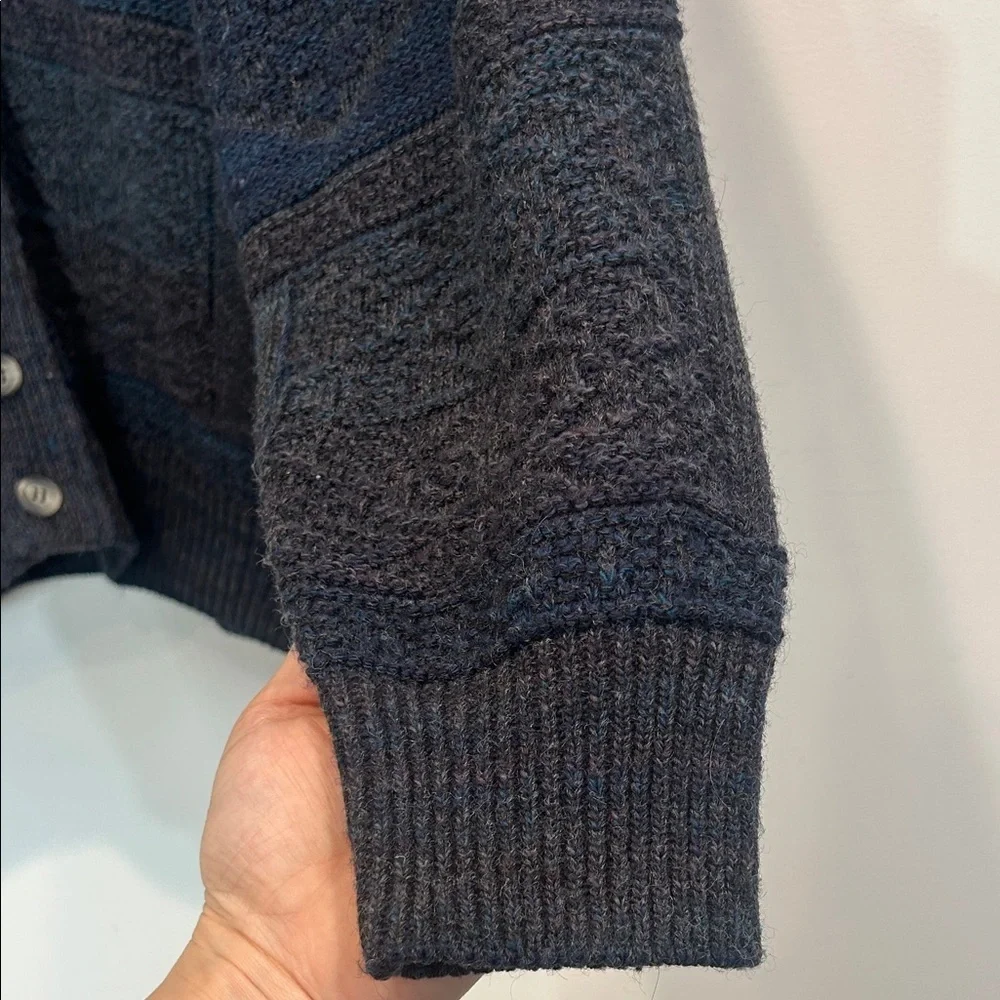 Vintage Maglificio Florence Gray Blue Slate Men's Wool Cardigan Sweater XL